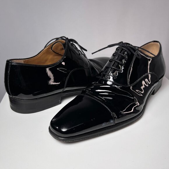 MAGNANNI for Saks Fifth Avenue Black Patent Leather Oxford Men\'s Dress Shoes 10 main image 10